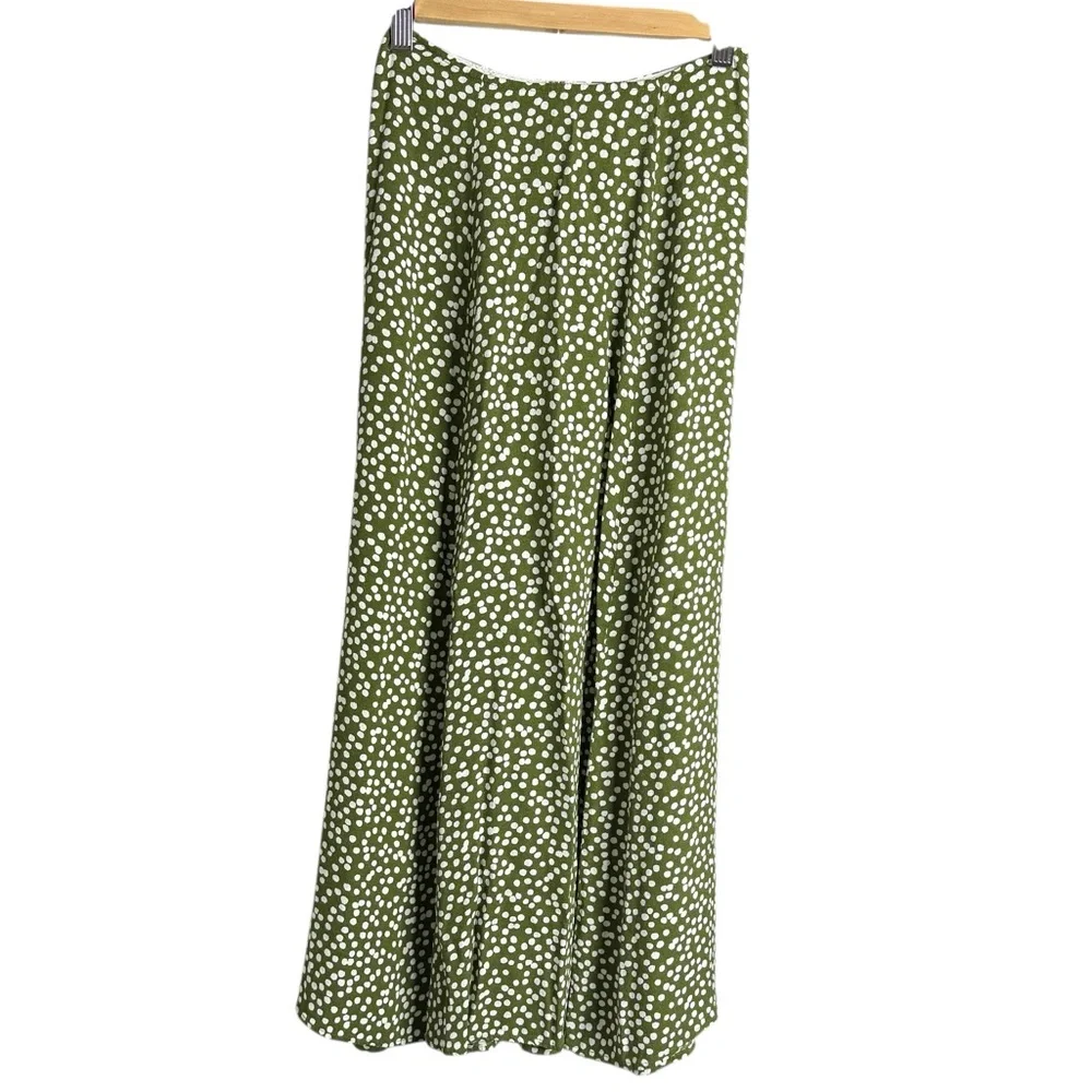 Reformation Zoe Skirt Moiret Green Polka Dot - Picture 3 of 9